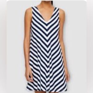 LOFT Striped V-Neck Sleeveless Dress
